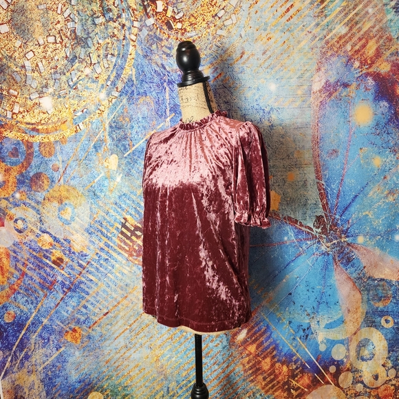 the GeT Purple Velvet Puff Sleeve Top - Picture 3 of 9